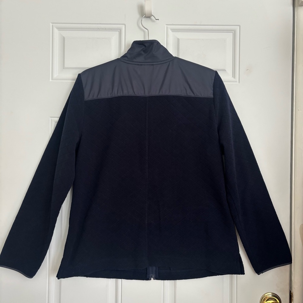❤️2/$15 or 3:$21❤️ Talbots Navy Blue Fleece/Quilted Zip-up Jacket, Size M - Picture 6 of 11